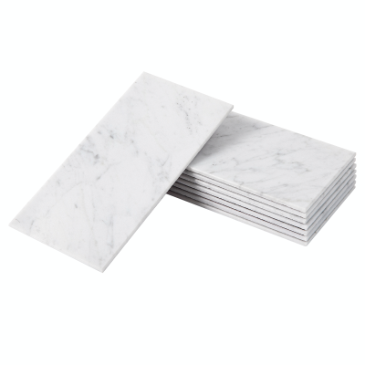 Adolif Carrara Marble Subway Tile, 100% Natural Marble, 3" x 6" Tile, Peel and Stick Tile, Self Adhesive Backsplash Tile for Kitchen and Bathroom, 32 Sheets